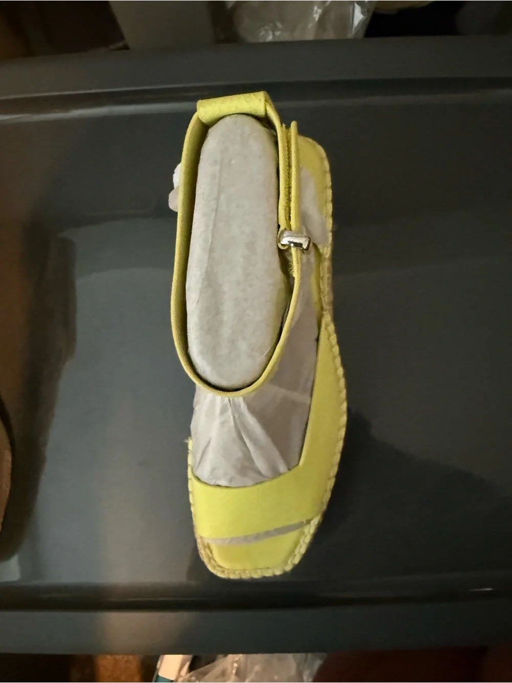(NWT) Franco Sarto Yellow Espadrille Wedge Sandals with Ankle Strap